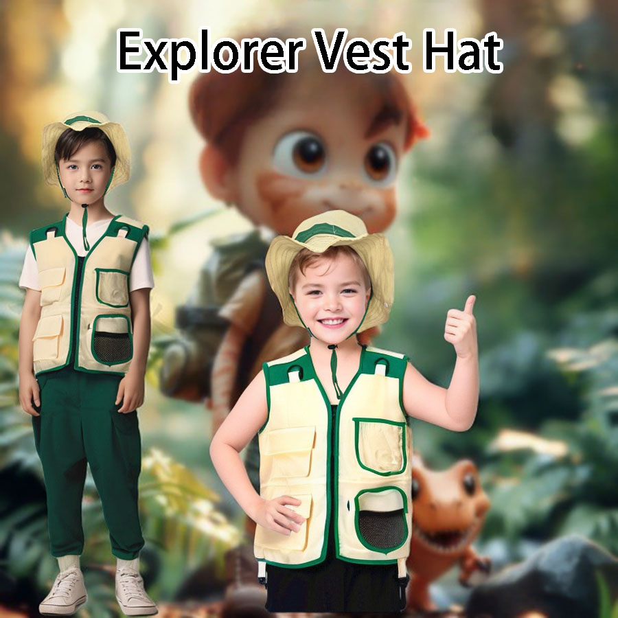 Kids Camping Explorer Vest Hat - Outdoor Adventure Kids Party ulasan dan harga