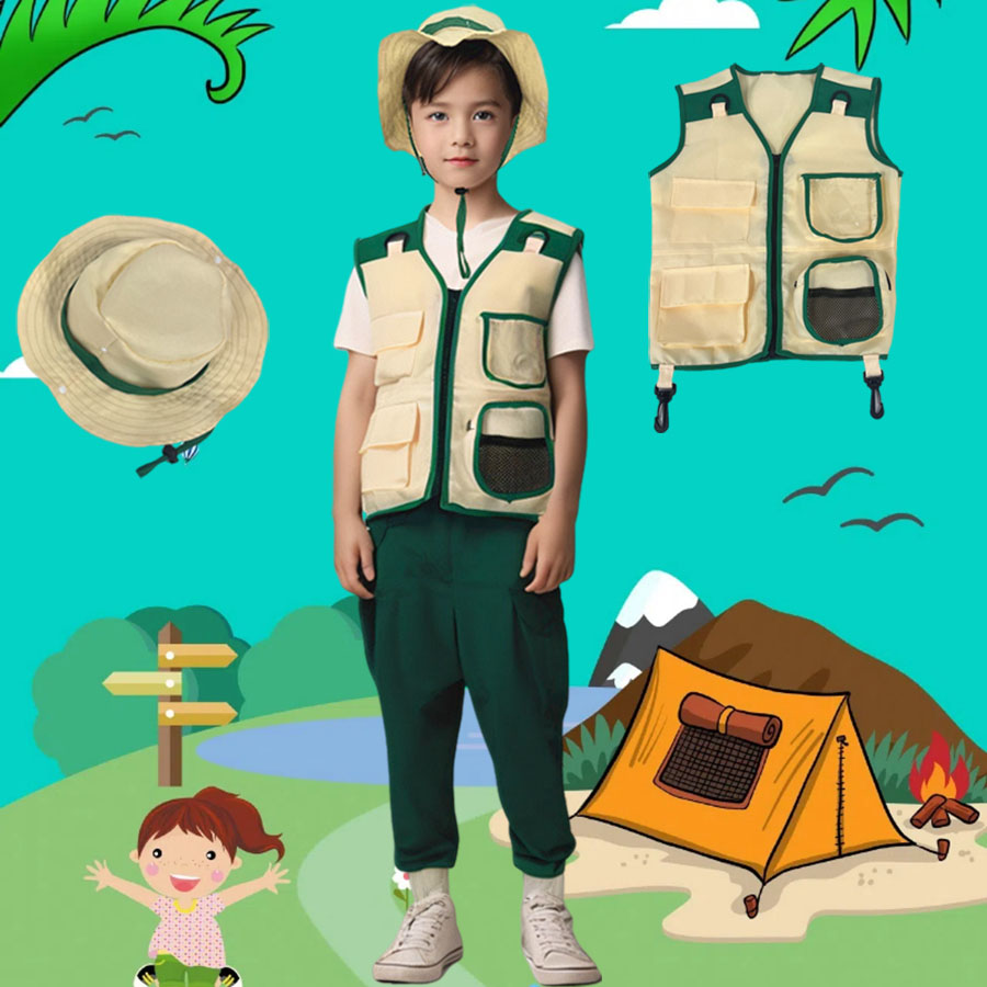 Kids Camping Explorer Vest Hat - Outdoor Adventure Kids Party ulasan dan harga