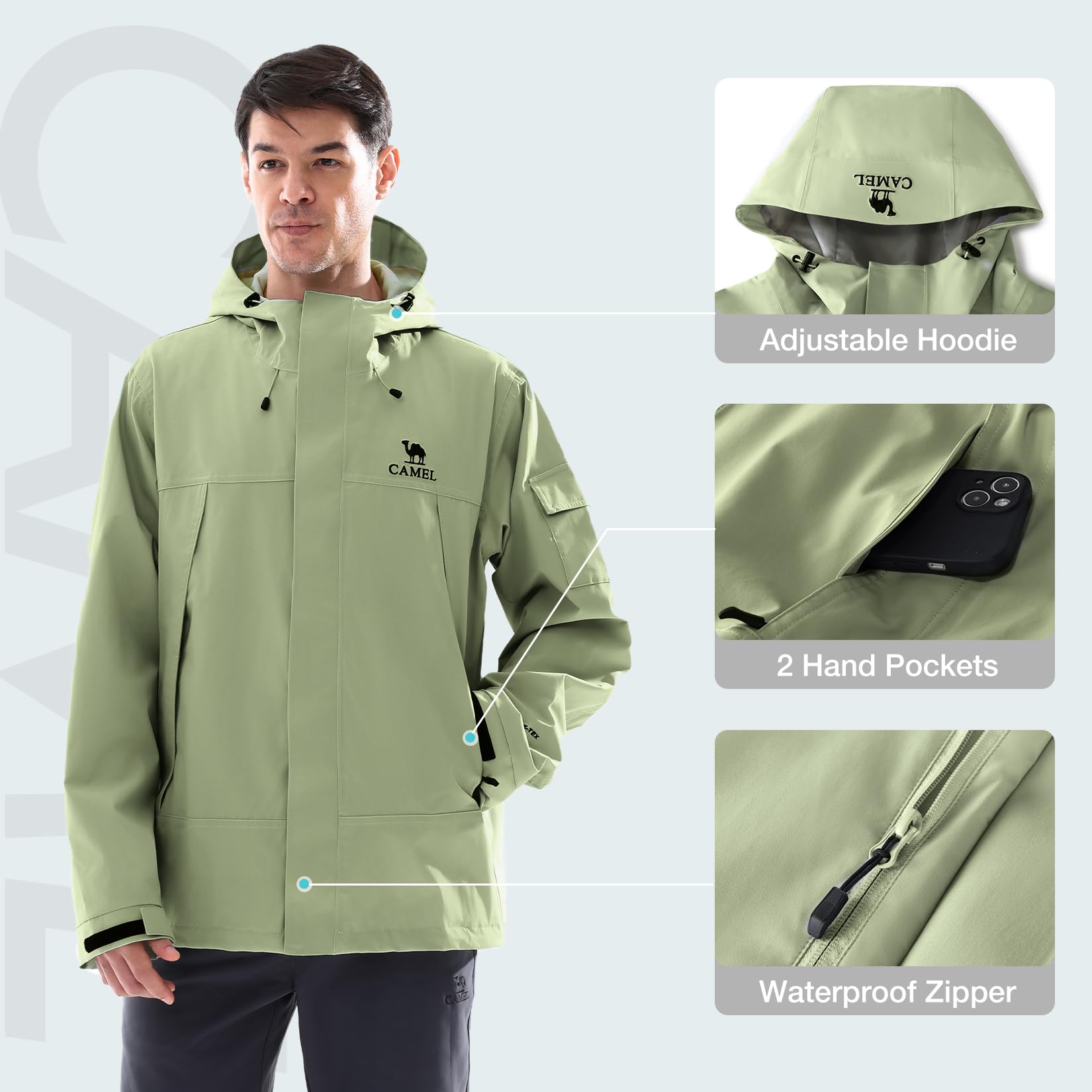 GOLDEN CAMEL Men's Rain Jacket - Outdoor Adventure Windbreaker ulasan dan harga