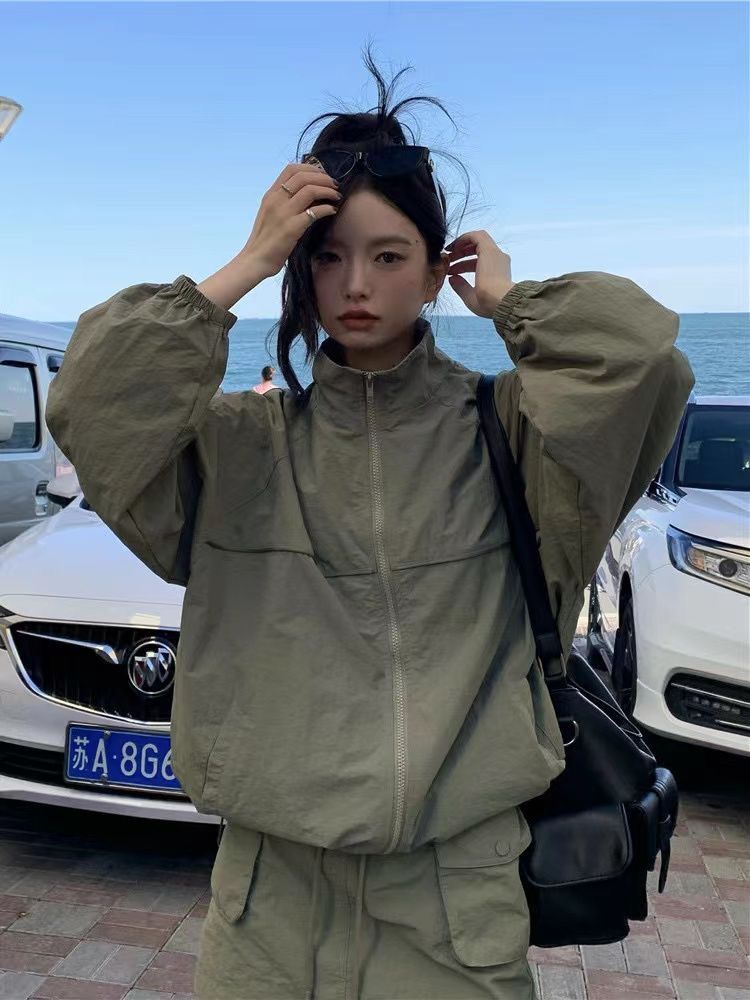 Vintage Women's Stand Collar S - Outdoor Adventure Windbreaker ulasan dan harga