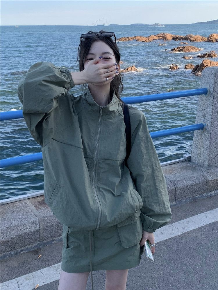 Vintage Women's Stand Collar S - Outdoor Adventure Windbreaker ulasan dan harga